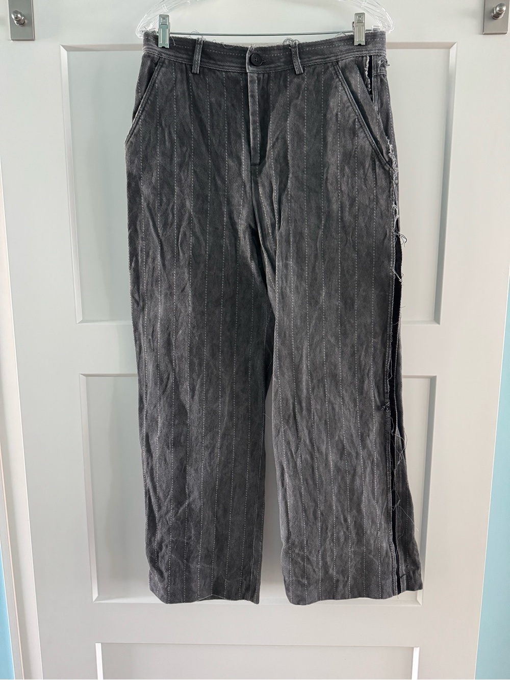 Zara Washed Charcoal Pinstripe Pants